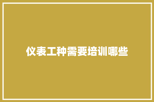 仪表工种需要培训哪些