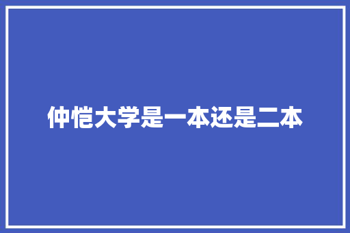 仲恺大学是一本还是二本