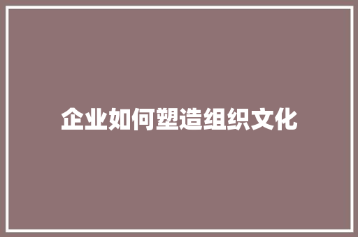 企业如何塑造组织文化