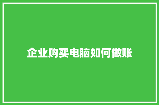 企业购买电脑如何做账 简历范文