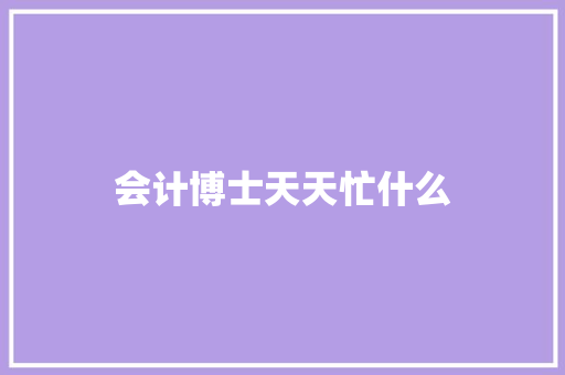 会计博士天天忙什么