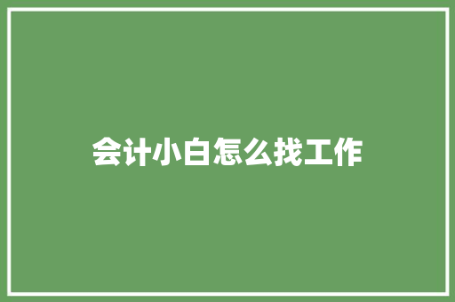 会计小白怎么找工作