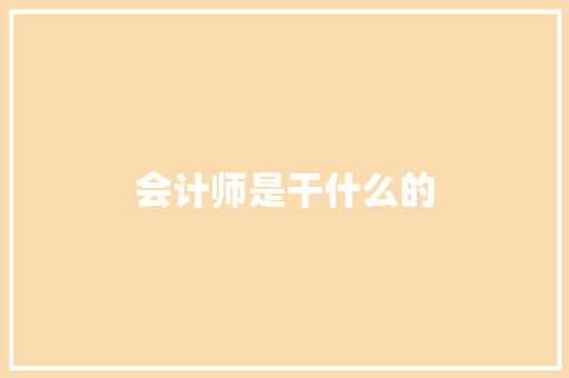 会计师是干什么的