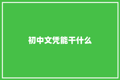初中文凭能干什么