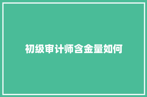 初级审计师含金量如何 诗歌范文