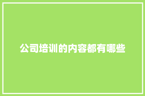 公司培训的内容都有哪些