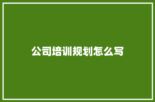 公司培训规划怎么写