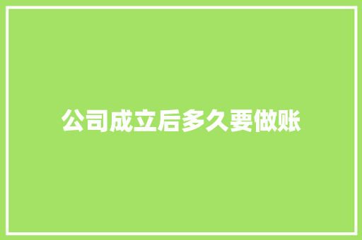 公司成立后多久要做账
