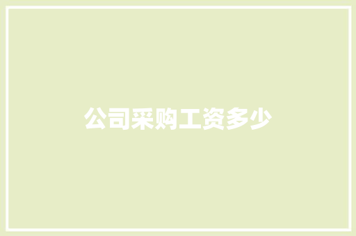 公司采购工资多少