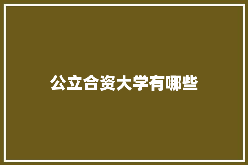 公立合资大学有哪些