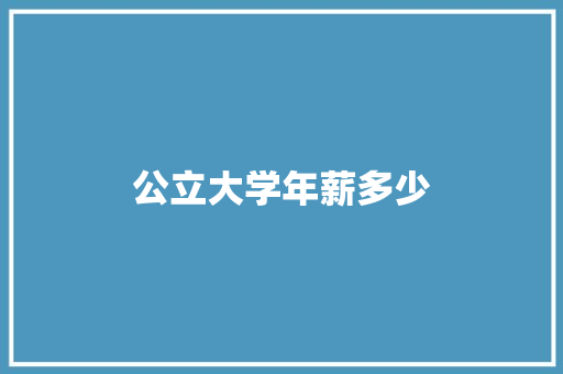 公立大学年薪多少
