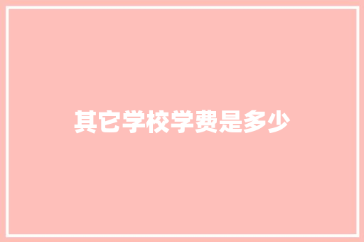 其它学校学费是多少
