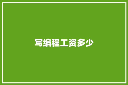 写编程工资多少