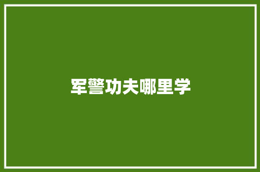 军警功夫哪里学