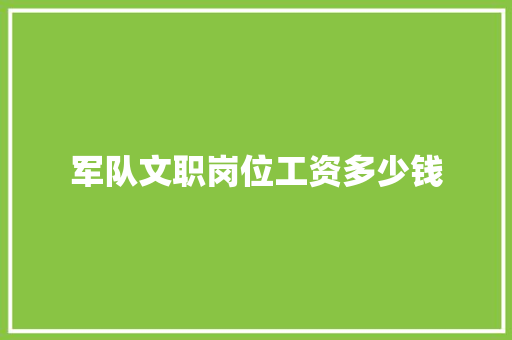 军队文职岗位工资多少钱