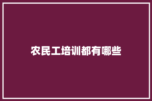 农民工培训都有哪些 商业计划书范文