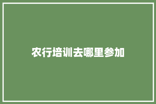 农行培训去哪里参加 求职信范文