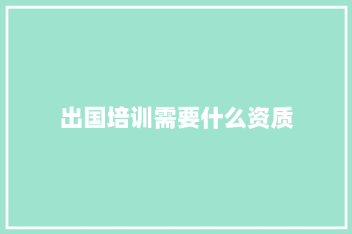 出国培训需要什么资质 商业计划书范文