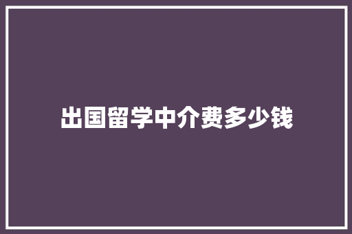 出国留学中介费多少钱