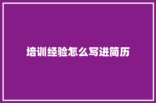 培训经验怎么写进简历