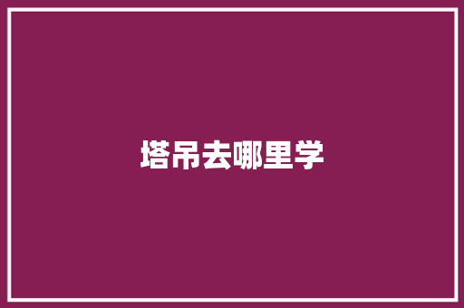 塔吊去哪里学
