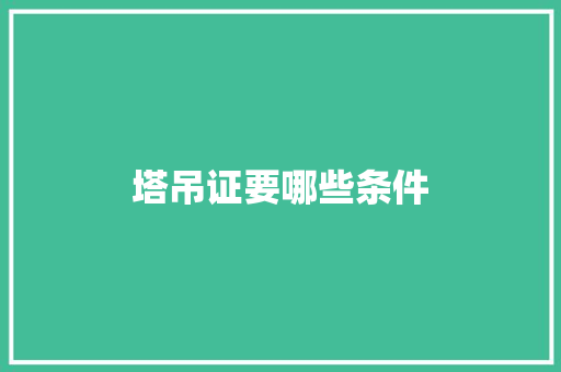 塔吊证要哪些条件