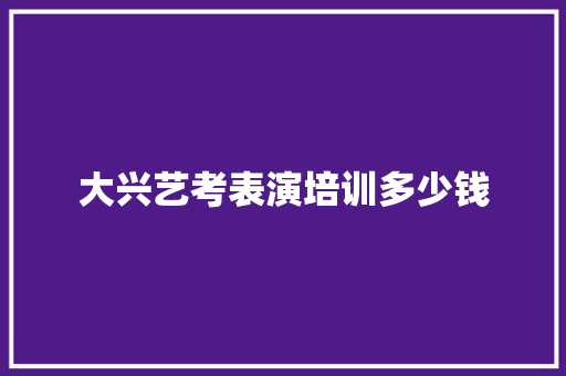大兴艺考表演培训多少钱
