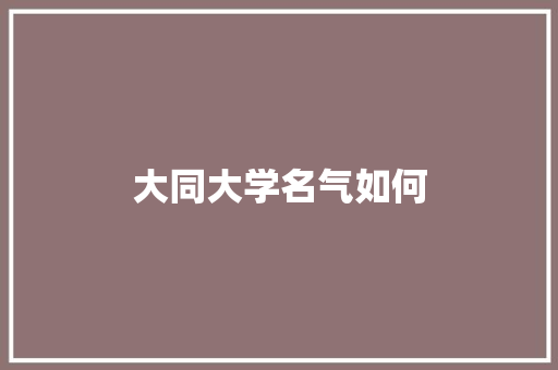 大同大学名气如何