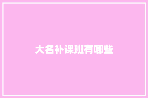 大名补课班有哪些