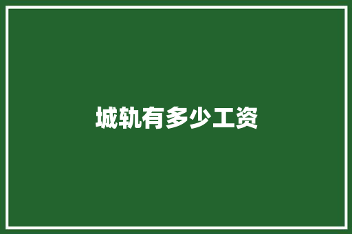 城轨有多少工资