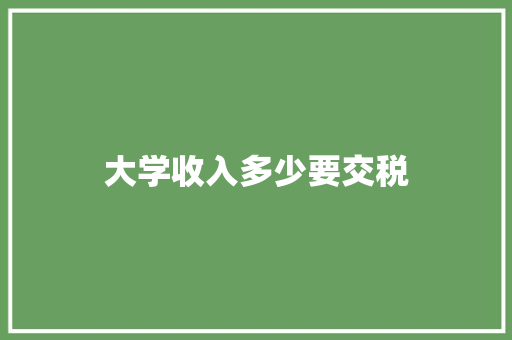 大学收入多少要交税