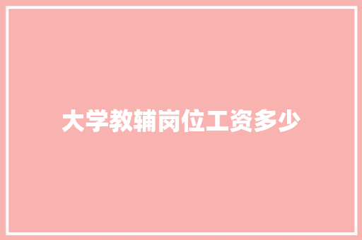 大学教辅岗位工资多少