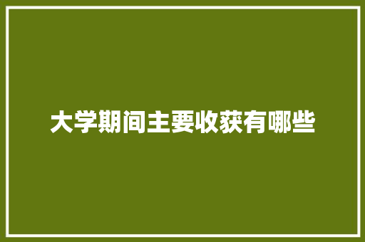大学期间主要收获有哪些