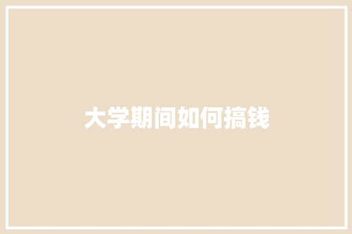 大学期间如何搞钱