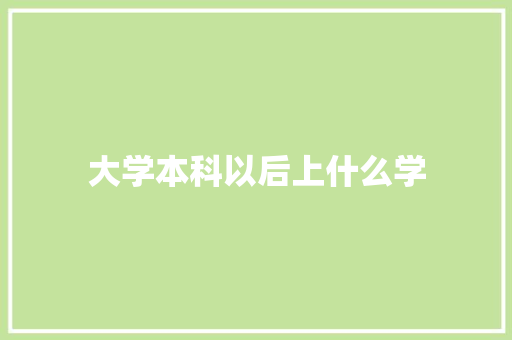 大学本科以后上什么学