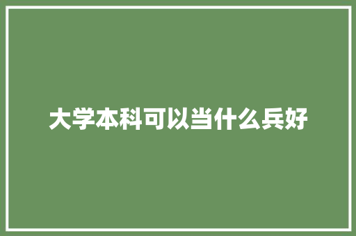 大学本科可以当什么兵好