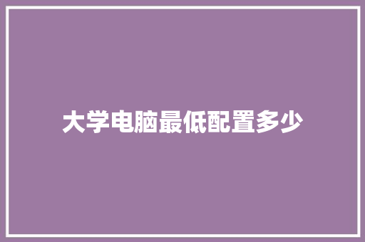 大学电脑最低配置多少