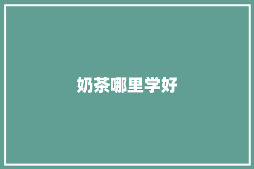 奶茶哪里学好