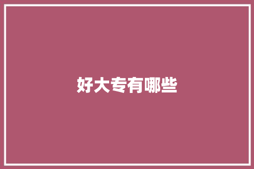 好大专有哪些