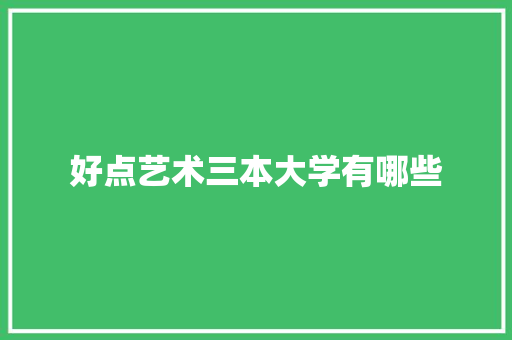好点艺术三本大学有哪些