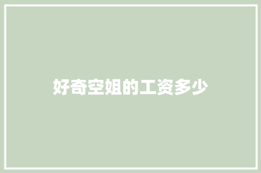 好奇空姐的工资多少