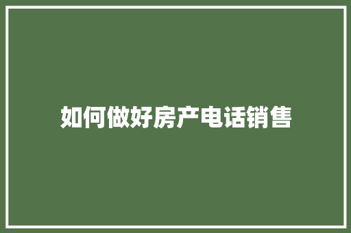 如何做好房产电话销售 简历范文