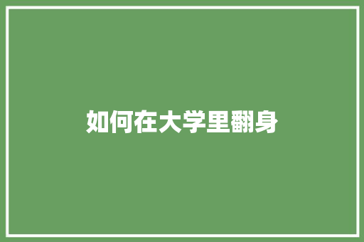 如何在大学里翻身