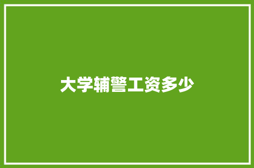 大学辅警工资多少