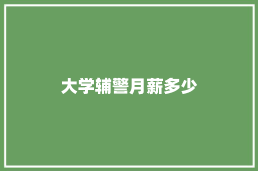 大学辅警月薪多少