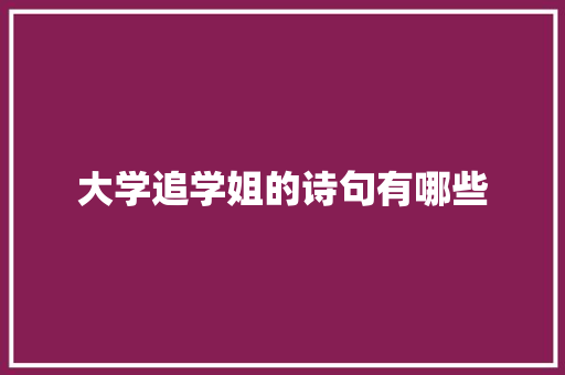 大学追学姐的诗句有哪些 散文范文