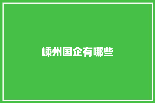 嵊州国企有哪些