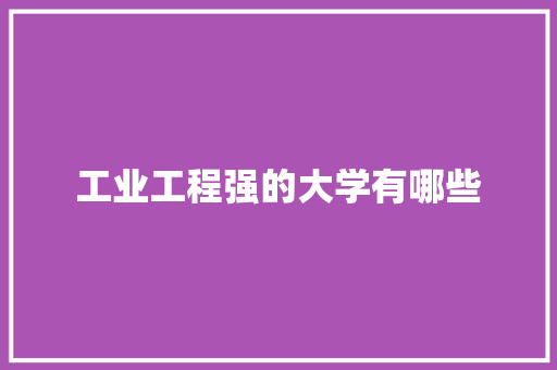 工业工程强的大学有哪些