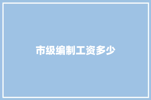 市级编制工资多少