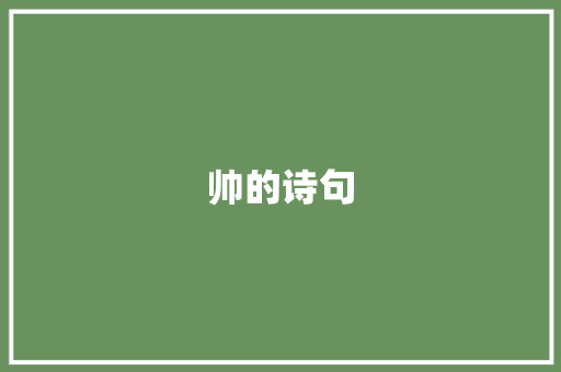 帅的诗句